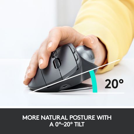 Logitech MX Ergo Advanced Wireless Trackball Mouse Grey (2 Year Warranty, Parallel Import)