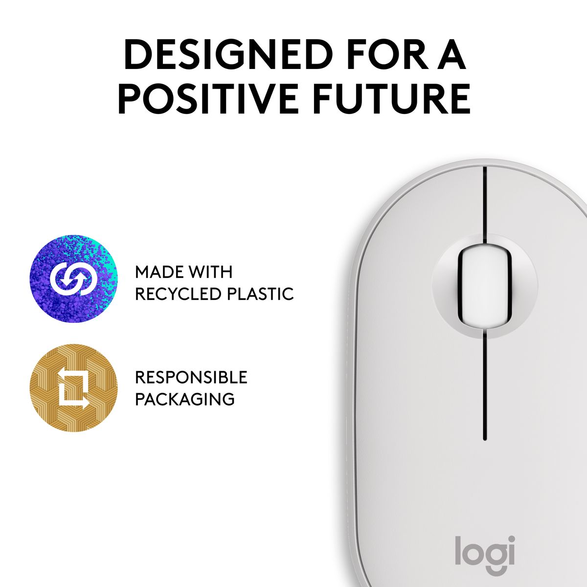 Logitech Pebble Mouse 2 M350s Slim Bluetooth Wireless Mouse (2 Year Warranty, Parallel Import)