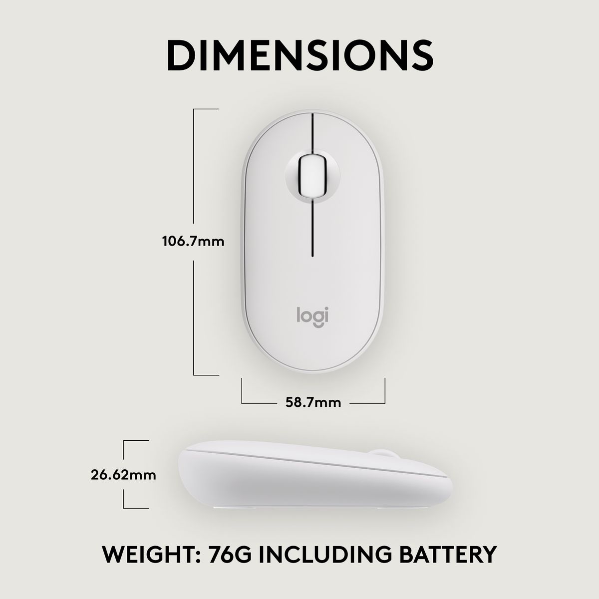 Logitech Pebble Mouse 2 M350s Slim Bluetooth Wireless Mouse (2 Year Warranty, Parallel Import)