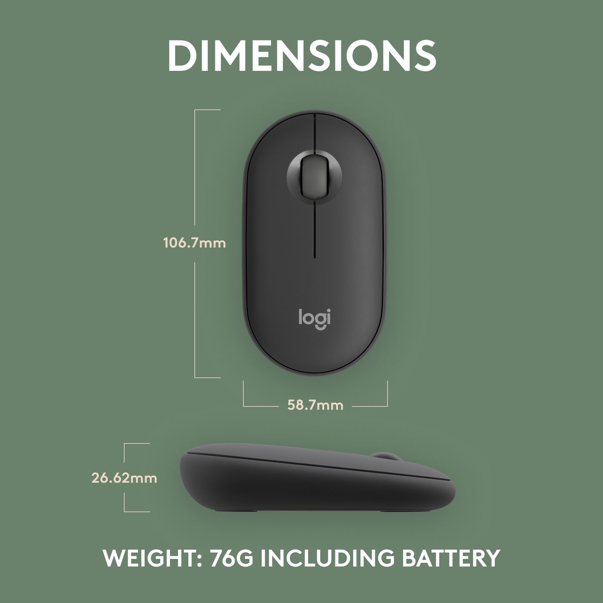 Logitech Pebble Mouse 2 M350s Slim Bluetooth Wireless Mouse (2 Year Warranty, Parallel Import)
