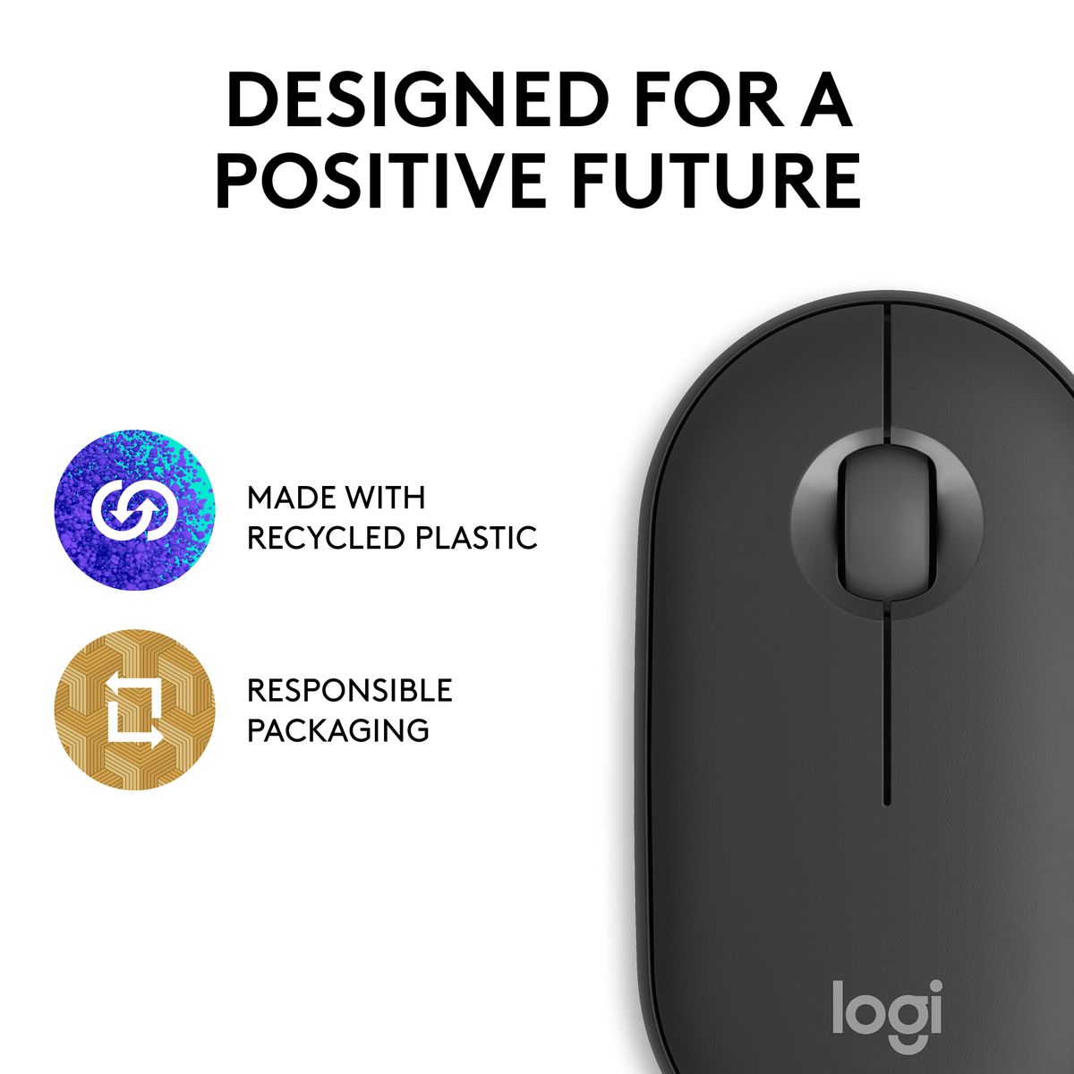 Logitech Pebble Mouse 2 M350s Slim Bluetooth Wireless Mouse (2 Year Warranty, Parallel Import)