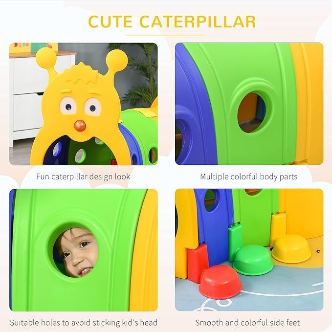 Babies-Up Rainbow Caterpillar Tunnel Adventure for Kids Playground Fun