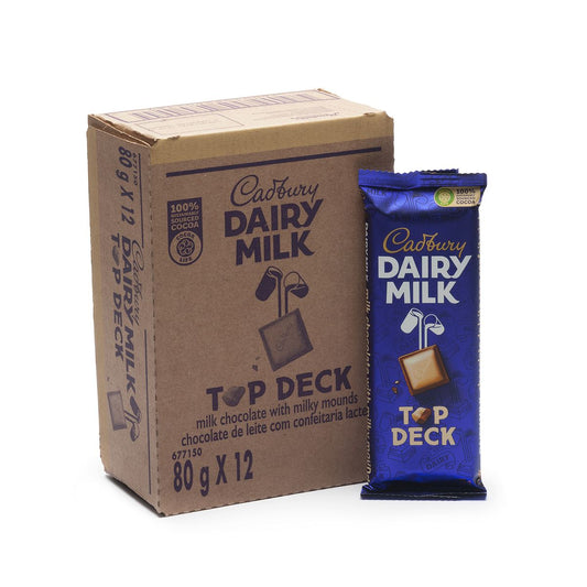 Cadbury Dairy Milk Top Deck Chocolate Bars - 12 x 80g Bars