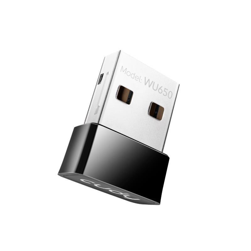 Stay connected with the Cudy WU650 650Mbps Wi-Fi Dual Band USB Adapter. Designed for efficiency and performance, this compact-sized Wi-Fi adapter is lightweight, sleek and portable. It features a USB 2.0 connection and comes with the latest Wi-Fi standard – 802.11ac. This allows the Cudy WU650 to run applications at triple the speed of the 802.11n devices.
It also comes with selectable dual-band technology, giving you access to 2.4GHz and 5Ghz network bands. The 2.4GHz band provides extremely long-range pe