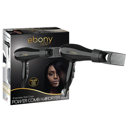 Ebony by Carmen Hair Dryer with Power Comb