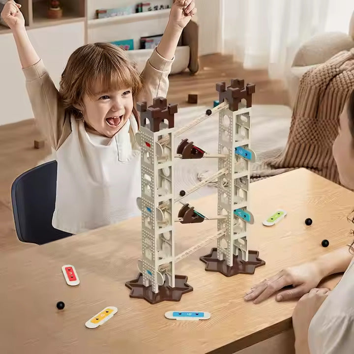Kids-Up 103 Piece STEM Marble Run Set Featuring Music Pillars & Maze Track