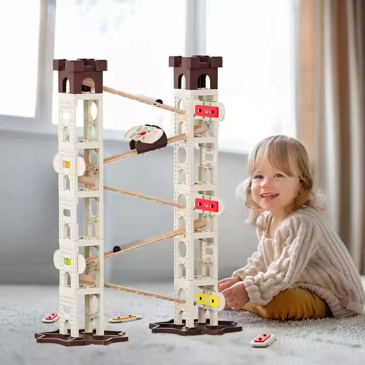 Kids-Up 103 Piece STEM Marble Run Set Featuring Music Pillars & Maze Track
