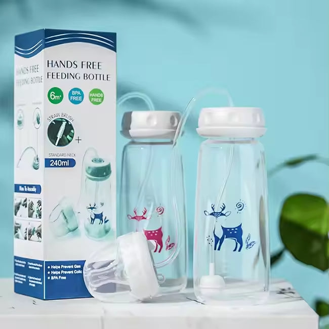 Babies-Up Hands-Free Baby Bottle 240ml, Anti-Colic Feeding Bottle