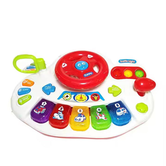 Babies-Up Baby Musical Steering Wheel Toy - Traffic Light Sound Tummy Time Learning Development Toy for Infants