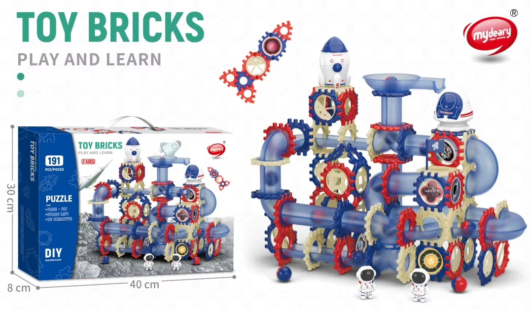 Kids-Up 191 Pieces DIY STEM Marble Run Maze Space Building Blocks Set