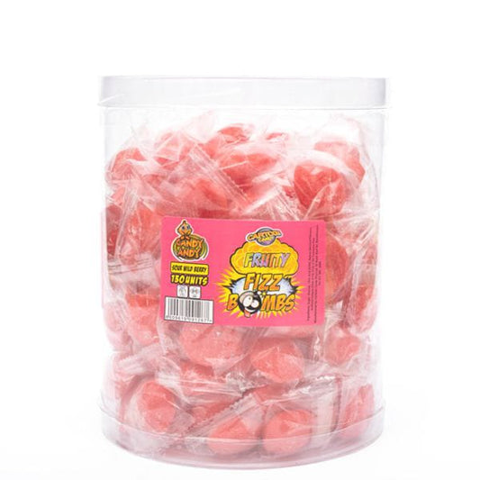 Cartoon Candy Fruity Fizz Bombs Sweet Tub of 130 Units Sour Wild Berry
