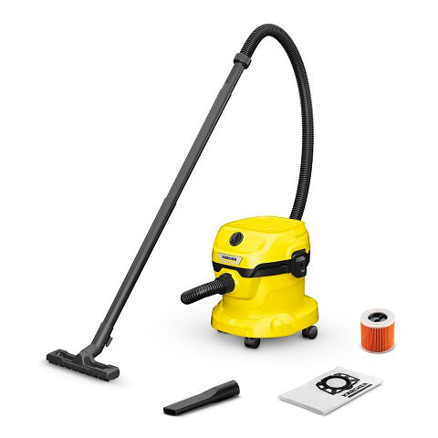 Karcher WD 2 Plus Wet & Dry Vacuum Cleaner
Equipped with blower function and single-piece cartridge filter: The wet and dry vacuum cleaner WD 2 Plus has a 12 litre plastic container, 4 m power cable and 1.8 m suction hose.
The Kärcher WD 2 Plus Wet & Dry Vacuum Cleaner impresses with its compact design and is super-powerful and energy-efficient – and with power consumption of only 1000 W.