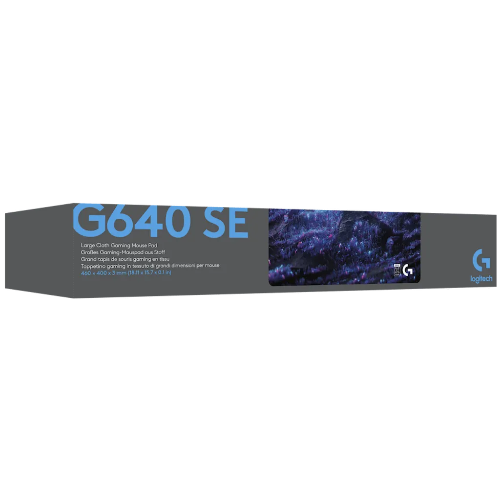 Logitech G640 SE large cloth gaming mouse pad featuring a clean black surface and non-slip rubber base.