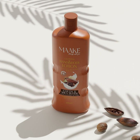 MAAKE Cocoa & Shea Butter Glowing Hand & Body Lotion 600ml Bottle
Discover the Ultimate Skin Indulgence with MAAKE - Cocoa and Shea Butter Hand and Body Lotion
Unleash the power of nature with MAAKE, the beauty brand that's bold, passionate, and unapologetically dedicated to your skin's radiance. Introducing our luxurious Cocoa and Shea Butter Hand and Body Lotion - your new go-to for irresistibly soft, glowing skin.