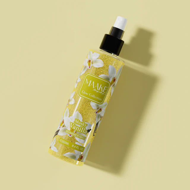 MAAKE Musky Vanilla Shimmer Mist 250ml Bottle
Shine with MAAKE’s luxurious long-lasting body mist, infused with shimmer particles for that extra shine. An irresistible fragrance with a touch of GLAMOUR for your skin.
Instructions: Shake before use and lightly spray on the skin. Smudge with fingers as desired. Suitable for daily use.
Caution: For external use only. Avoid contact with eyes. If eye contact occurs, rinse well with water. Keep out of the reach of children. Store in a cool, dry place