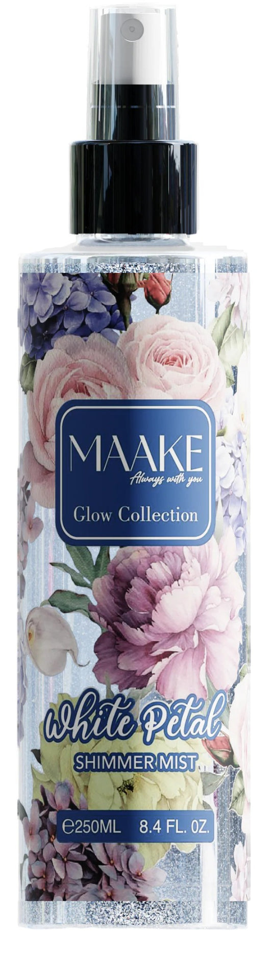 MAAKE White Petal Shimmer Mist 250ml Bottle
Shine with MAAKE’s luxurious long-lasting body mist, infused with shimmer particles for that extra shine. An irresistible fragrance with a touch of GLAMOUR for your skin.
Instructions: Shake before use and lightly spray on the skin. Smudge with fingers as desired. Suitable for daily use.
Caution: For external use only. Avoid contact with eyes. If eye contact occurs, rinse well with water. Keep out of the reach of children. Store in a cool, dry place.