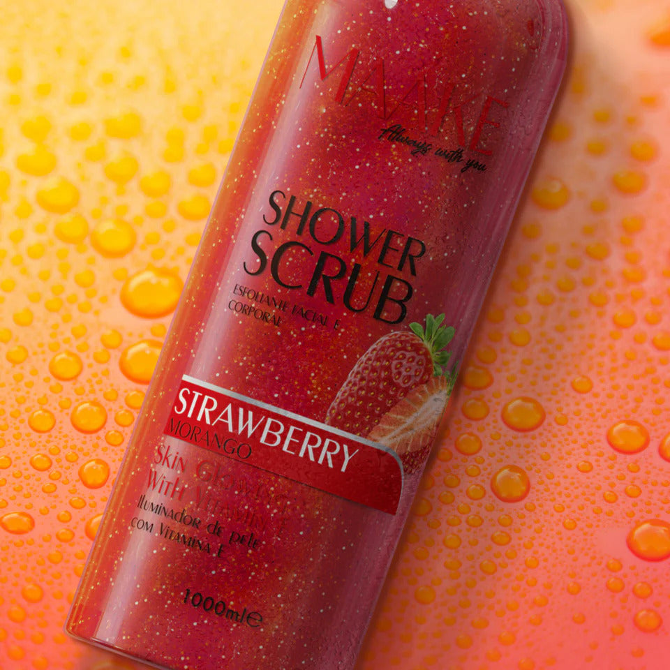 MAAKE Strawberry Glowing Shower Gel Scrub/Exfoliating 1000ml Bottle.