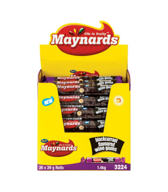 Maynards Blackcurrant Wine gum Rolls 39g
Maynards Blackcurrant Wine Gum Rolls are chewy, firm pastille-type sweets infused with the rich and tangy taste of blackcurrant. Packaged in a convenient 39g roll, they're perfect for on-the-go enjoyment. Despite their name, these candies do not contain any wine; the term "wine gum" refers to their traditional wine-related flavor names. Please note, these sweets are manufactured in a facility that handles peanuts and cow's milk, which may pose a risk for individuals