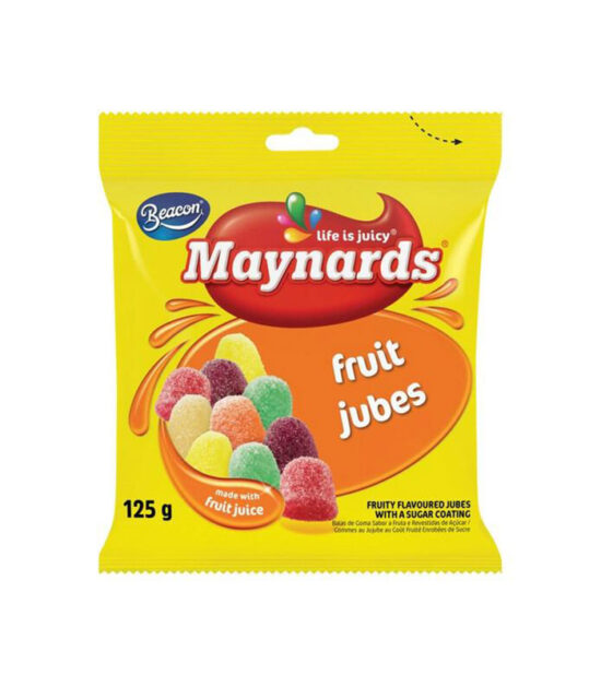 Maynards Fruit Jubes 60g
Maynards Fruit Jubes are soft, fruit-flavoured jelly sweets made with real fruit juice, offering a delightful burst of fruity taste in every bite. Packaged in a convenient 60g size, they're perfect for on-the-go enjoyment. Please note, these sweets are manufactured in a facility that handles peanuts and cow's milk, which may pose a risk for individuals with allergies to these substances