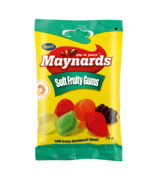Maynards Soft Fruity Gums 60g
Maynards Soft Fruity Gums are delectable, fruit-flavoured candies with a soft, chewy texture, offering a delightful burst of genuine fruit taste in every bite. Packaged in a convenient 60g size, they're perfect for on-the-go enjoyment. Please note, these sweets are manufactured in a facility that handles peanuts and cow's milk, which may pose a risk for individuals with allergies to these substances.
