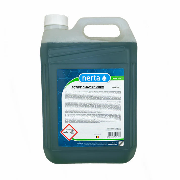 Nerta Active Diamond Foam – Touchless Snow Foam Cleaner
Active Diamond Touchless Snow Foam is a super-concentrated, premium exterior cleaner that produces a rich, creamy foam with exceptional cleaning and clinging power. This powerful formula effortlessly tackles dirt and grime on vehicles, buses, trucks, yellow equipment and heavy machinery, making it the ultimate touchless cleaning solution for any surface.
Touchless cleaning for superior results without contact
Extra creamy foam for deep clea
