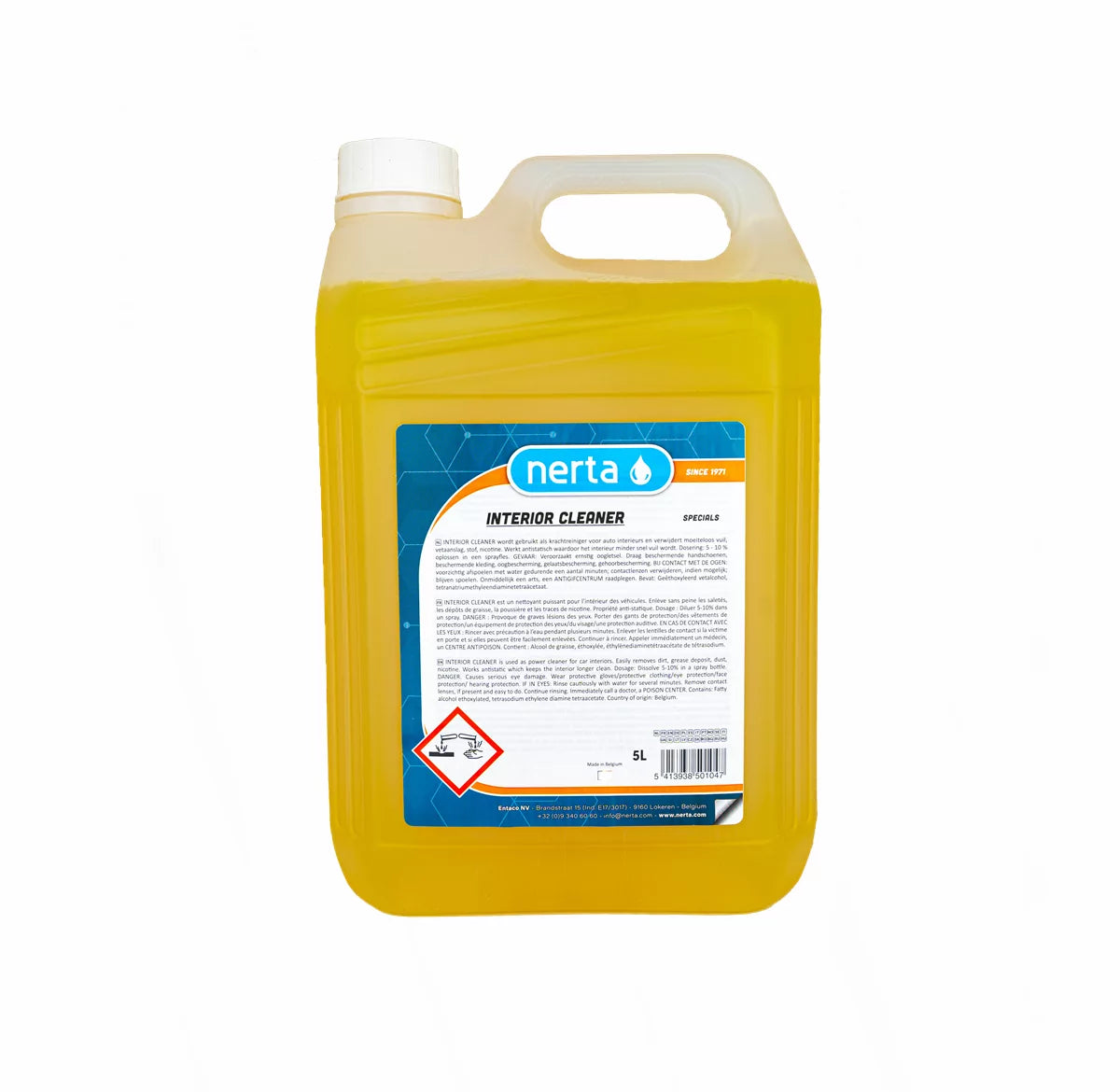 Nerta Interior Cleaner
A powerful Interior Cleaner for all vehicles, which guarantees amazing results on every use. The product can be used on textile, leather and plastic parts. Stains are easily removed and provide an antistatic effect to repel dirt.