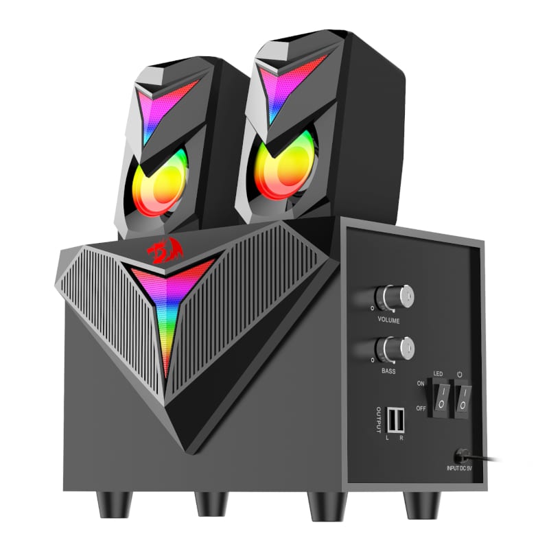 REDRAGON 2.1 Satellite Speaker TOCCATA RGB 11W Gaming Speaker β Black.