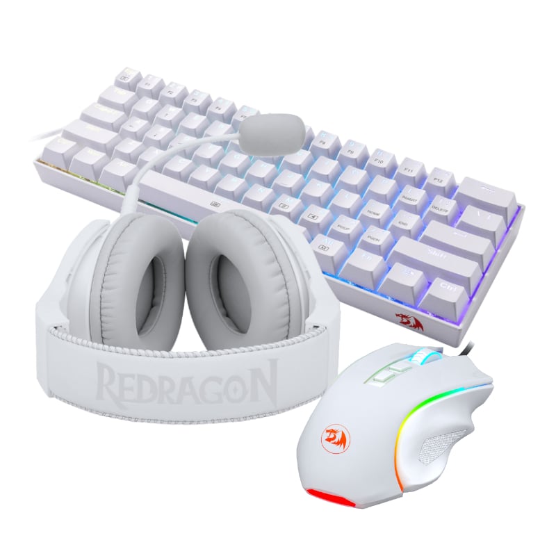 REDRAGON 3IN1 MS|HS|KB WIRED COMBO – WHITE.