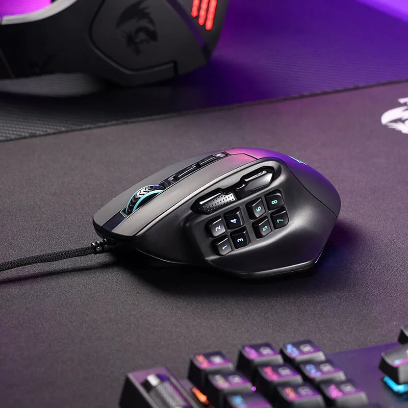 REDRAGON Aatrox 6200DP RGB MMO Gaming Mouse β Black.