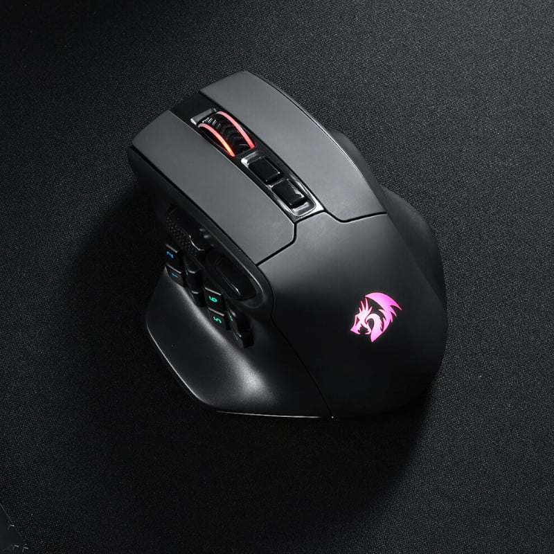 REDRAGON Aatrox Wireless 6200DP RGB MMO Gaming Mouse β Black.