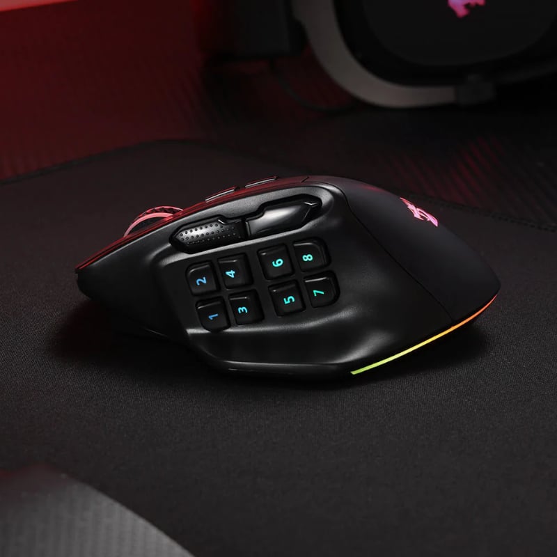 REDRAGON Aatrox Wireless 6200DP RGB MMO Gaming Mouse β Black.