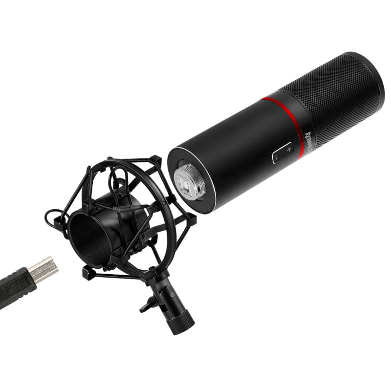 REDRAGON BLAZAR Cardioid USB Gaming Mic and Tripod β Black.