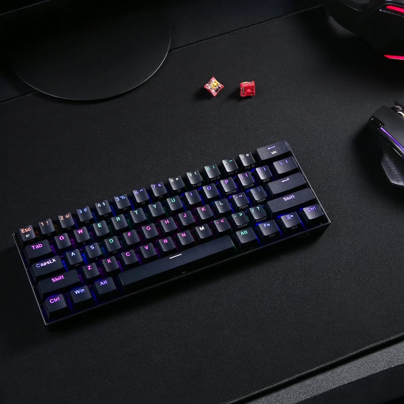 REDRAGON DRACONIC PRO Mechanical 61 Key|Bluetooth 5.0|RGB 9 Colour Modes|Rechargable Battery|Type-C Charging Cable Gaming Keyboard โ Black.