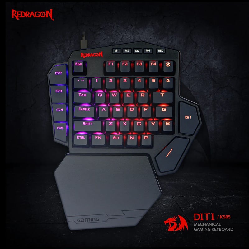 REDRAGON Diti Elite Pro One-Handed RGB Wireless Mechanical Gaming Keyboard β Black.