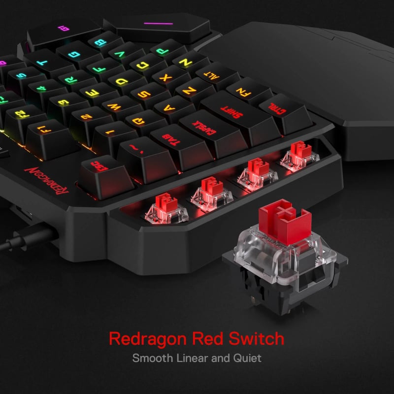REDRAGON Diti Elite Pro One-Handed RGB Wireless Mechanical Gaming Keyboard β Black.
