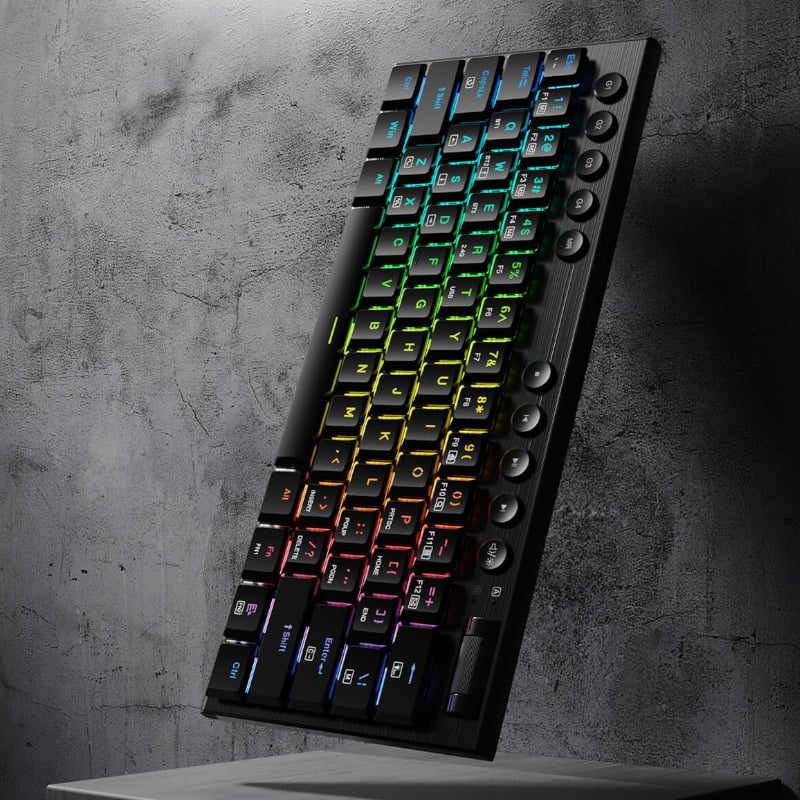 REDRAGON Horus Mini Pro 61Key Wireless Bluetooth Red Switch RGB Low Profile Gaming Mechanical Keyboard – Black.