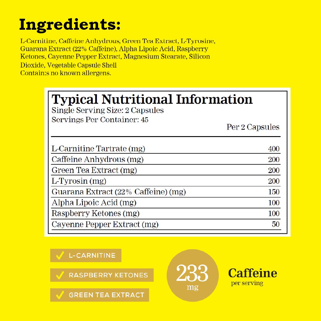 Burn fat, boost energy and feel your best with Slender You® Fat Burner Capsules, a powerful blend of thermogenic and metabolism-supporting ingredients designed to support your weight loss journey.
Whether you’re just getting started or pushing through a plateau, this formula helps increase energy, improve focus, reduce appetite and support a faster metabolism. It’s made for women who want results without relying on extreme diets or jittery formulas.
L-Carnitine Tartrate: Transports fat into cells to be us