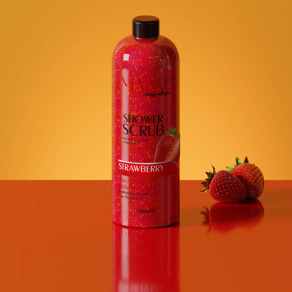 MAAKE Strawberry Glowing Shower Gel Scrub/Exfoliating 1000ml Bottle.