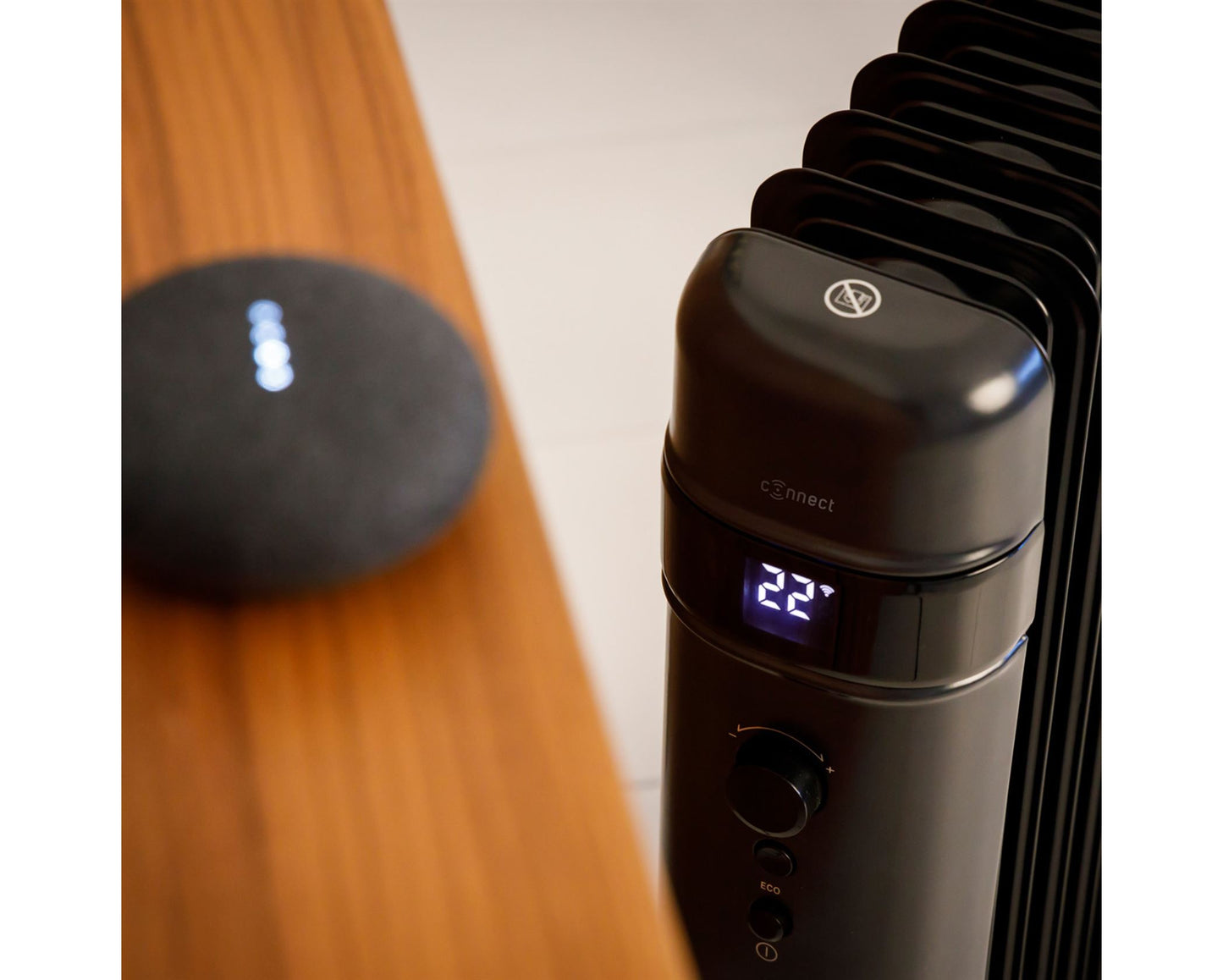 Taurus Heater 9 Fin Oil Filled Steel Black Wifi Enabled 3Heat Settings 2000W "Agadir Connect"