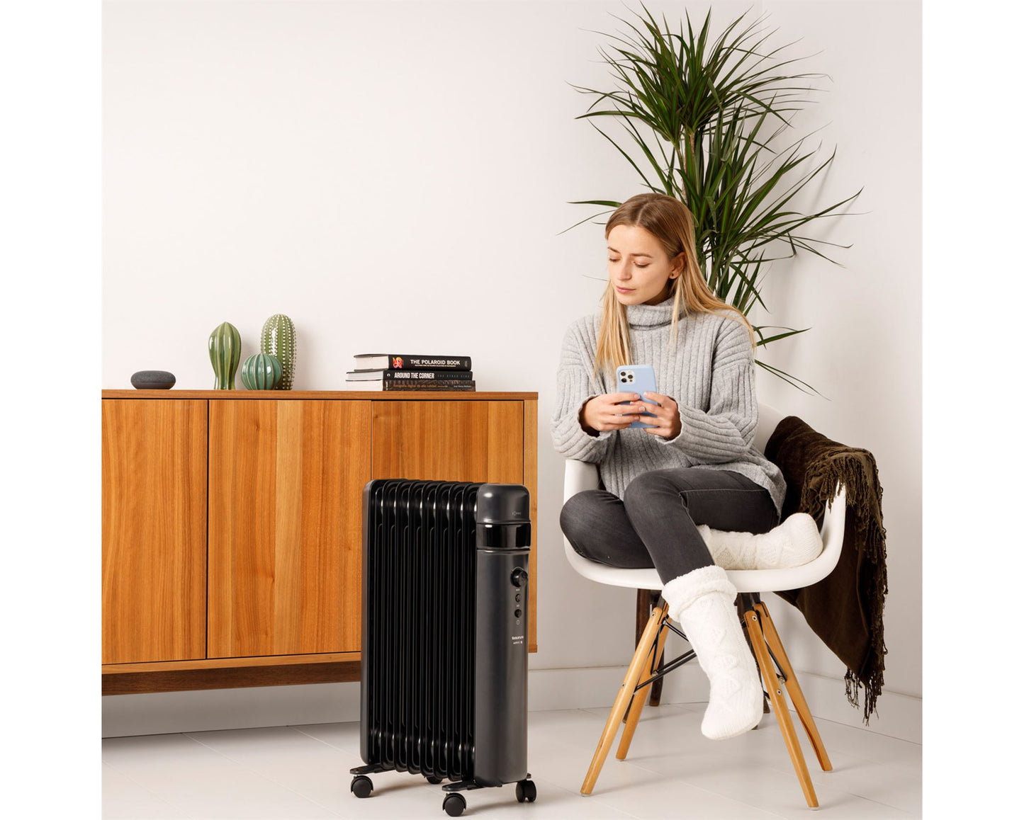 Taurus Heater 9 Fin Oil Filled Steel Black Wifi Enabled 3Heat Settings 2000W "Agadir Connect"