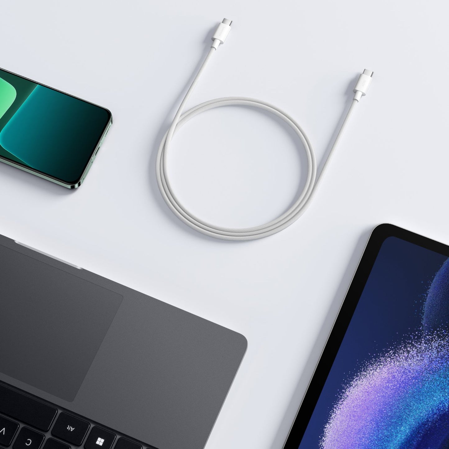 Xiaomi 3A Braided USB Type-C to USB Type-C Cable 1M – White
A durable 1m braided connection, powering devices rapidly across Gauteng and the Cape.
Quick Specs
Delivers up to 60W power delivery for swift device charging.
Features a robust, tangle-resistant braided exterior for longevity.
Supports rapid data transfer at 480 megabits per second.
Certified compatibility with Quick Charge and Power Delivery protocols.
A practical one-metre length suitable for most standard setups.