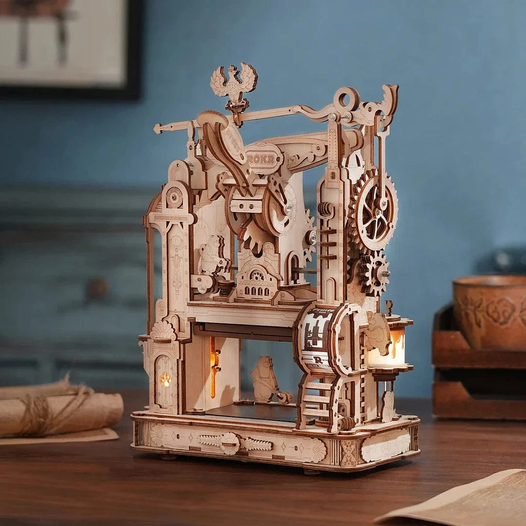Robotime Classic Printing Press DIY Mechanical 3D Wooden Puzzle