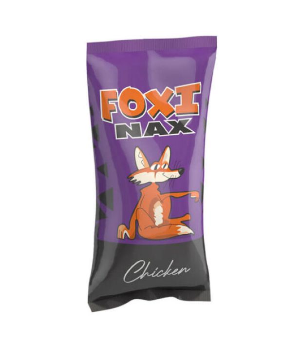 Foxi Nax Chicken Maize Chips wholesale box of 40 showing forty seventy-five gram bags neatly stacked