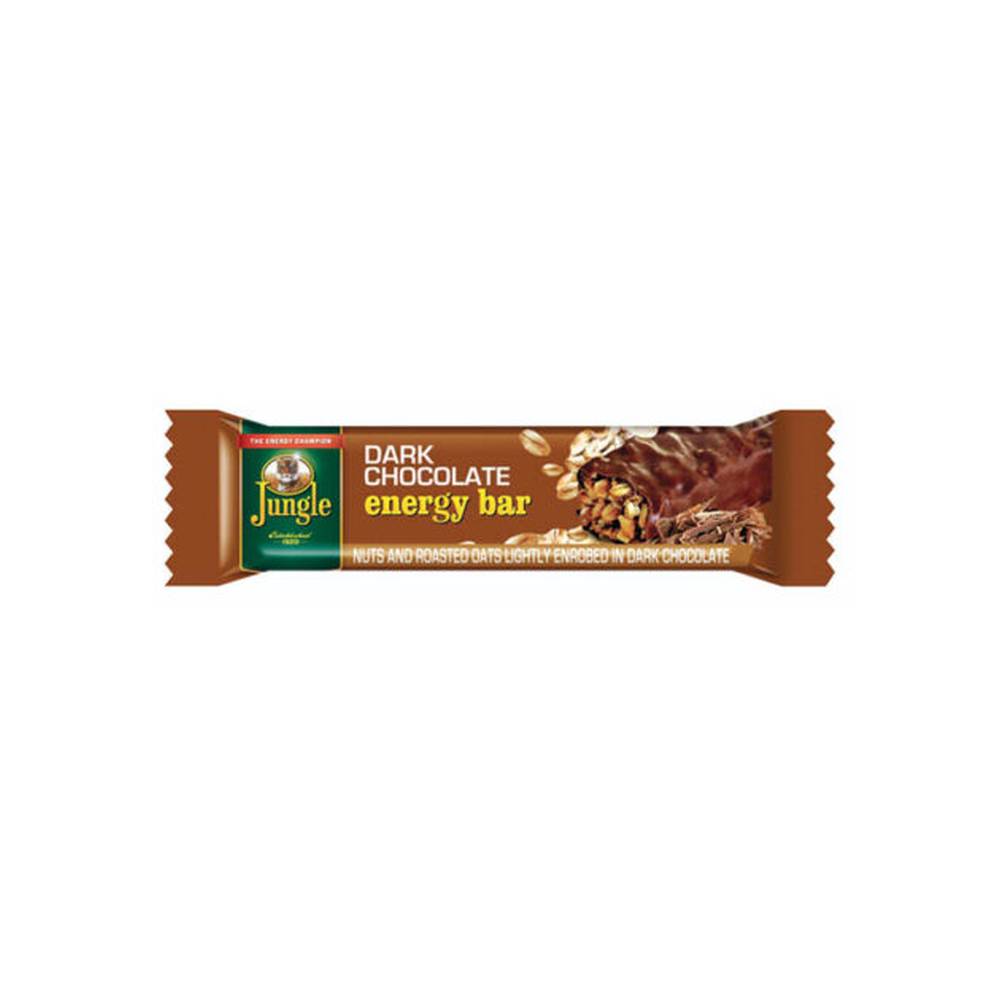 Jungle Energy Bars Dark Chocolate 48g box of 30 bulk value pack on a clean background