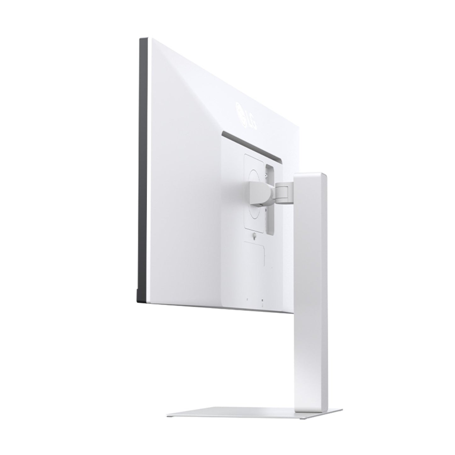 LG 34 inch white monitor connected to a laptop via single USB-C cable for power and display