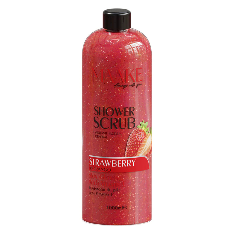 MAAKE Strawberry Glowing Shower Gel Scrub/Exfoliating 1000ml Bottle.