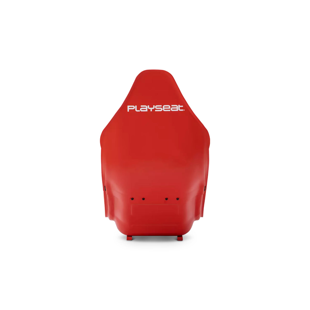 Side 45 degree angle view of Playseat Formula Red F1 simulator seat and frame
