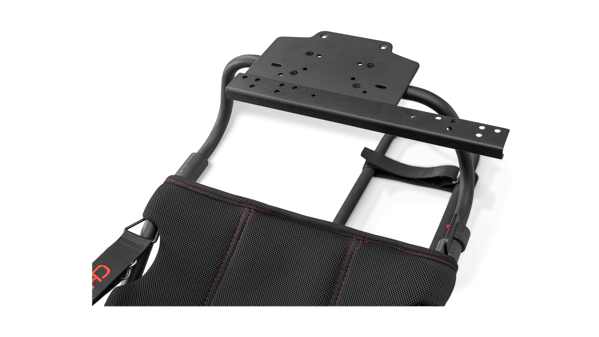 Side 45 degree angle view of Playseat Gearshift Support steel mounting arm