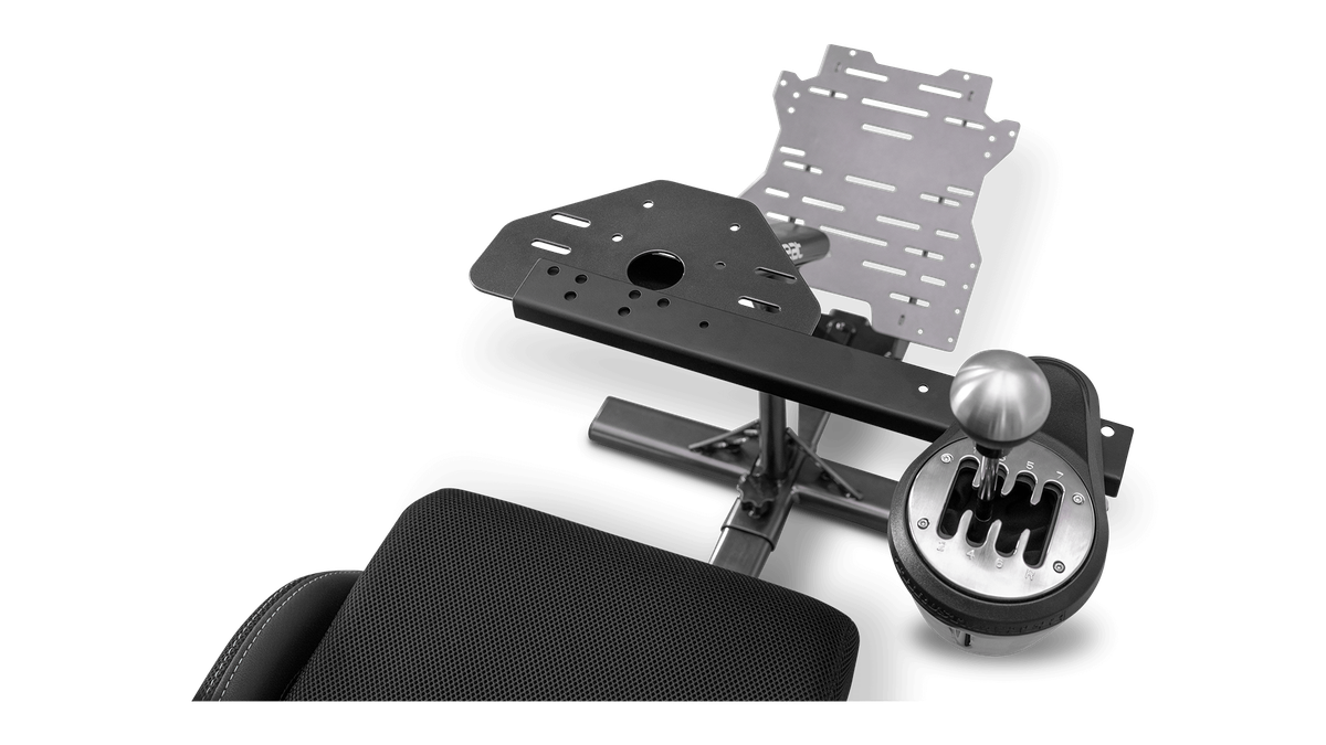 Close-up detail of Playseat gearshift support frame attachment joint