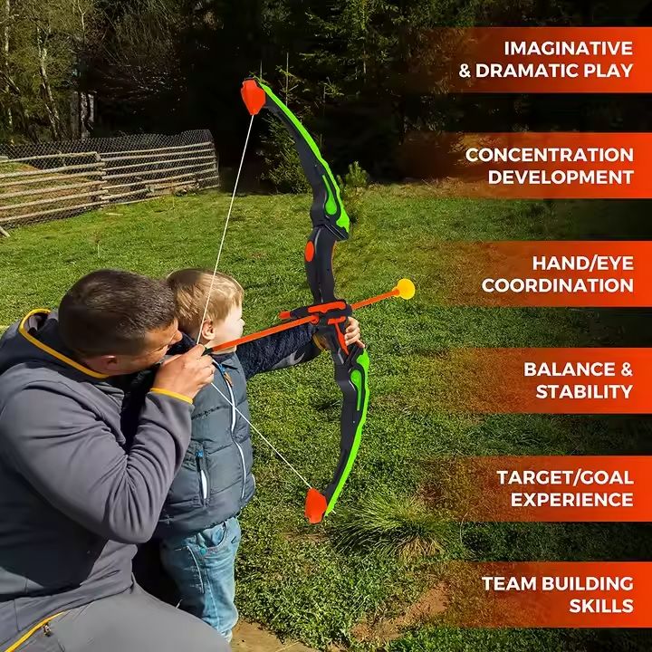Kids-Up Bow & Arrow Archery Green And Orange Set With Arrow & Target Set